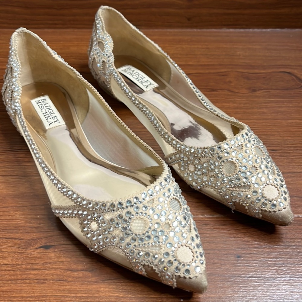Badgley Mischka Gigi Pointed Toe Crystal Flats